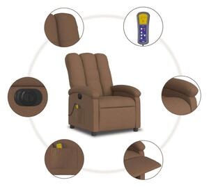 VidaXL barna szövet dönthető elektromos masszázsfotel