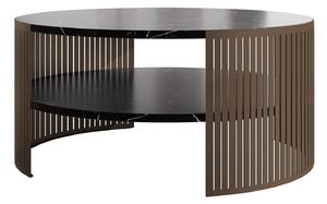 Dohányzóasztal Civer IX, Laminált forgácslap, Fém, 40cm, Fekete márvány, Barna