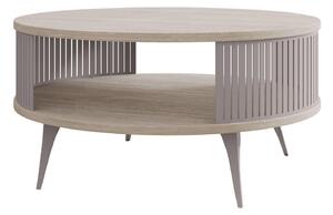Dohányzóasztal Vitum VI, Fém, Laminált forgácslap, 44cm, Kasmír, Világos travertin