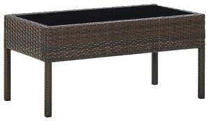 Barna polyrattan kerti asztal 75 x 40 x 37 cm