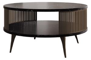 Dohányzóasztal Sordore 129, Laminált forgácslap, Fém, 44cm, Fekete márvány, Barna