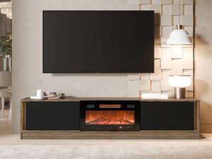 TV-állvány Charlotte 217, Edzett üveg, Laminált forgácslap, 40x180x39cm, Fekete, Dió