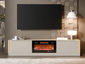 TV-állvány Charlotte 217, Edzett üveg, Laminált forgácslap, 40x180x39cm, Kasmír