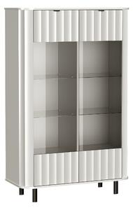 Könyvespolc Larala 109, Ajtókkal, Zárt, Közepes sűrűségű farostlemez, Laminált forgácslap, 155x99x41cm, Fehér