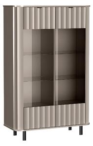 Könyvespolc Larala 109, Ajtókkal, Zárt, Közepes sűrűségű farostlemez, Laminált forgácslap, 155x99x41cm, Szürkés bézs
