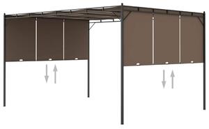 Tópszínű kerti pavilon oldalfüggönnyel 4 x 3 x 2,25 m