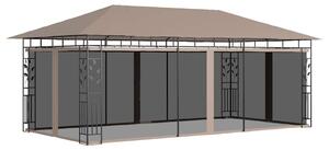 Tópszínű pavilon szúnyoghálóval 6 x 3 x 2,73 m 180 g/m²