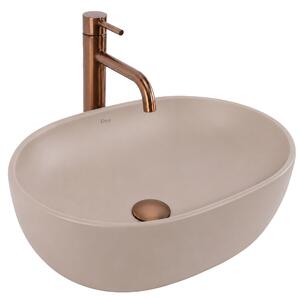 Rea Focus, ovális pultra szerelhető mosdó, 485x345x185 mm, bézs, REA-U3228