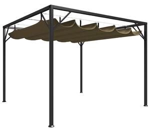 Tópszínű kerti pavilon behúzható tetővel 3 x 3 m 180 g/m²