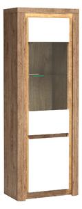 Könyvespolc Etrmona 103, Ajtókkal, Zárt, Edzett üveg, Laminált forgácslap, 197x71x41cm, Ribbeck tölgy, Fényes fehér