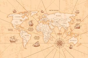 Tapéta világtérkép hajókkal