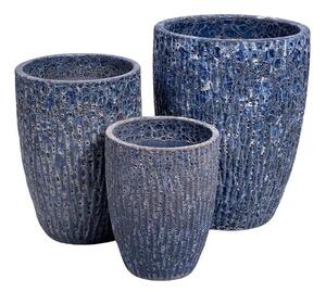 Brisbane Vase kerámia növénytartó szett savmaratott indigókék 26x34-43x55cm S/3