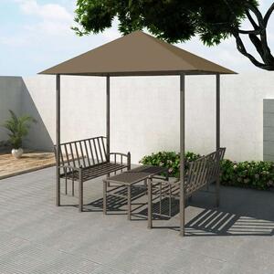 VidaXL tópszínű kerti pavilon asztallal, padokkal 2,5x1,5x2,4 m