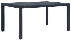 Antracit rattan hatású műanyag kerti asztal 150 x 90 x 72 cm
