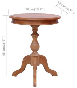 VidaXL természetes színű tömör mahagóni kisasztal 50 x 50 x 65 cm