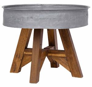 Ezüstszínű vegyes újrahasznosított fa dohányzóasztal 60 x 45 cm