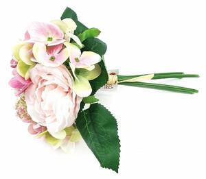 Rózsa és hortenzia dekor csokor - rózsaszín