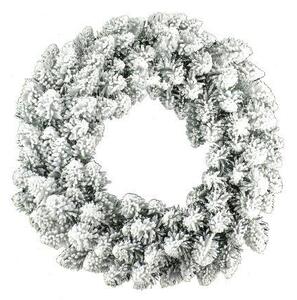 Adventi Koszorú Hóval 50 cm – Ünnepi dísz - Fehér - 31 - 50 cm