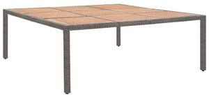 VidaXL szürke polyrattan és akácfa kerti asztal 200 x 200 x 74 cm