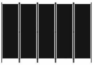 Fekete 5 paneles paraván 250 x 180 cm