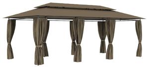 Tópszínű pavilon függönyökkel 600 x 298 x 270 cm 180 g/m²