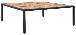 VidaXL fekete polyrattan és akácfa kerti asztal 200 x 200 x 74 cm
