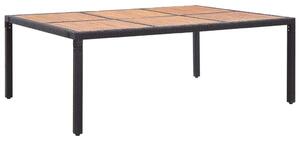 VidaXL fekete polyrattan és akácfa kerti asztal 200 x 150 x 74 cm
