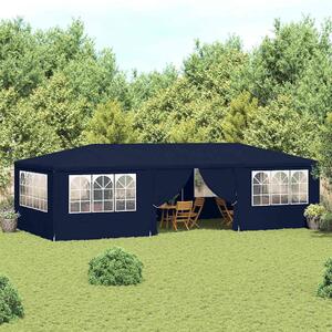 Kék rendezvénysátor oldalfalakkal 4 x 9 m 90 g/m²