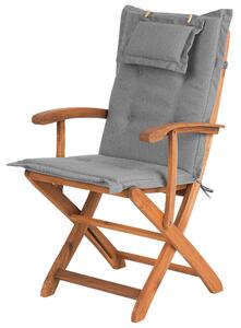Összecsukható kerti szék kétdarabos szettben szürke párnákkal MAUI