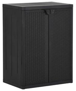 Fekete PP rattan kerti tárolószekrény 65 x 45 x 88 cm