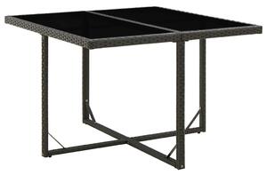 Fekete polyrattan és üveg kerti asztal 109 x 107 x 74 cm