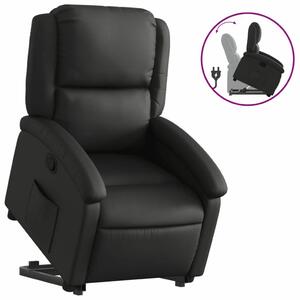 Relax Fotel - Elektromos Emelő - Valódi Bőr - Fekete