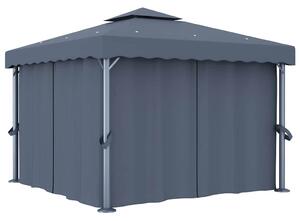 Antracitszürke alumíniumpavilon függönnyel 3 x 3 m