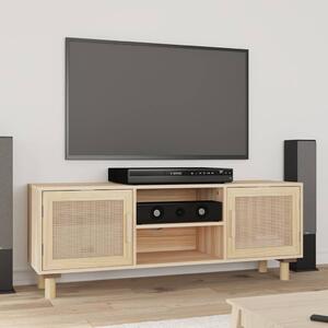 Barna fenyőfa és természetes rattan TV-szekrény 105x30x40 cm