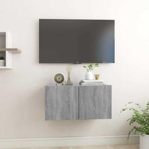 Szürke sonoma színű szerelt fa függő TV-szekrény 60x30x30 cm