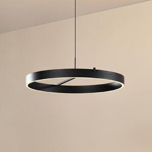 Lucande LED lógó lámpa Rovan, Ø 60 cm, fekete, CCT, dimmelhető, dimmelhető, Fekete, Nappali / Étkező, fém, Modern