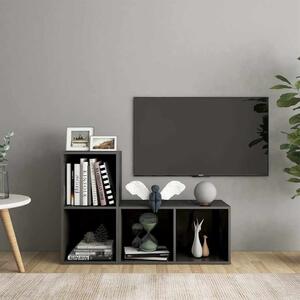 2 db magasfényű szürke szerelt fa TV-szekrény 72 x 35 x 36,5 cm