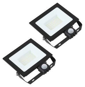 PRIOS Prios LED kültéri spotlámpa Maikel, 50 W, fém, érzékelő, 2 db-os készlet, Fekete, Alumínium, Modern