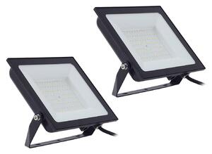 PRIOS Prios LED kültéri spotlámpa Maikel, 100 W, fém, 2 db-os szett, Fekete, Alumínium, Modern