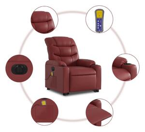 VidaXL elektromos bordó műbőr felállást segítő dönthető masszázsfotel