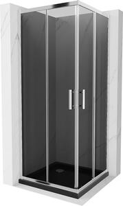 Mexen Rio, szögletes zuhany tolóajtóval 70 (ajtó) x 70 (ajtó) x 190 cm, 5mm szürke üveg, króm profil + fekete SLIM zuhanytálca, 860-070-070-01-40-4070