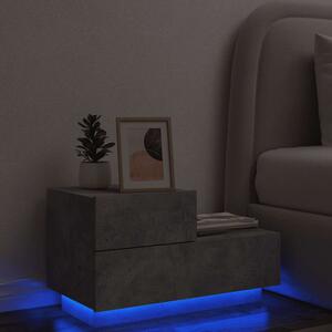 Betonszürke éjjeliszekrény LED-fényekkel 70x36x40,5 cm