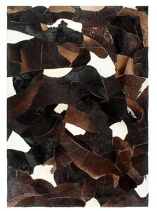 VidaXL fekete-fehér-barna foltvarrott szőrös bőrszőnyeg 120 x 170 cm