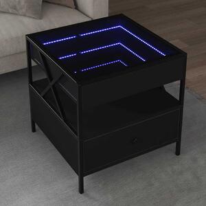 Fekete végtelen hatású LED-es dohányzóasztal 50 x 50 x 51 cm