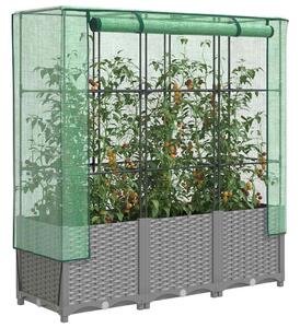 Rattan megjelenésű magaságyás melegháztakaróval 120x40x138 cm