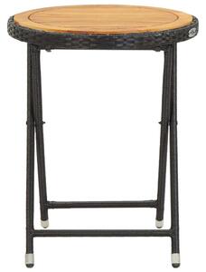 VidaXL fekete polyrattan és tömör akácfa teázóasztal 60 cm