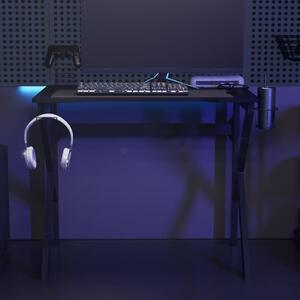 Fekete K-lábú gamer asztal 90 x 60 x 75 cm