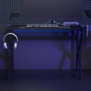 Fekete K-lábú gamer asztal 110 x 60 x 75 cm