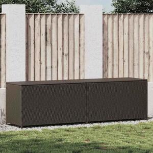 Barna polyrattan kerti tárolóláda 200 x 50 x 60 cm