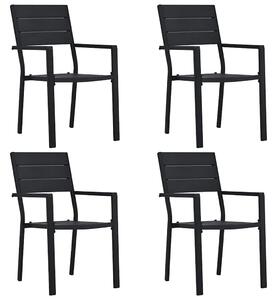 4 darab fekete fautánzatú HDPE kerti szék